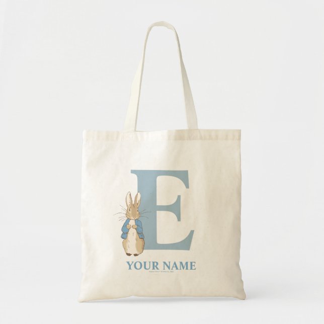Custom Peter Rabbit - Letter E Tote Bag (Front)