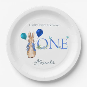 Custom Peter the rabbit 1st Birthday Paper Plate