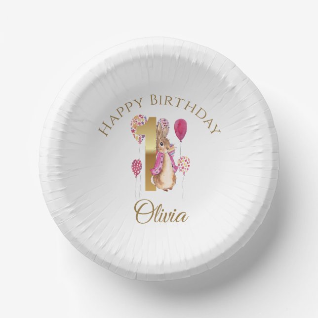 Custom Peter the Rabbit 1st Birthday Paper Plate (Front)