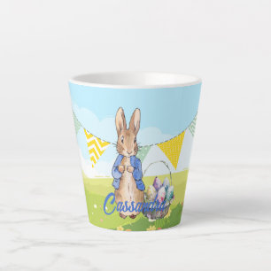 Custom Peter the rabbit Easter egg basket Latte Mug
