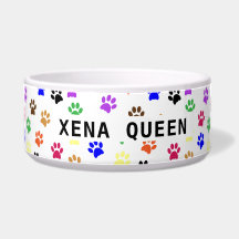 Custom Pet's Name Colourful Paw Prints Ceramic Pet