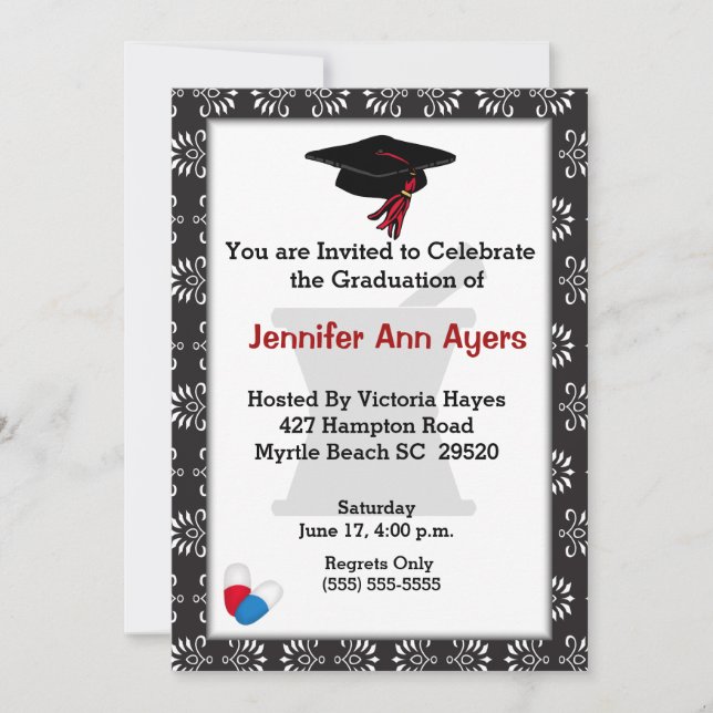 Custom Pharmacist Graduation Invitation (Front)