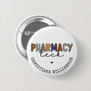 Custom Pharmacy Tech Retro Pharmacy Technician 6 Cm Round Badge