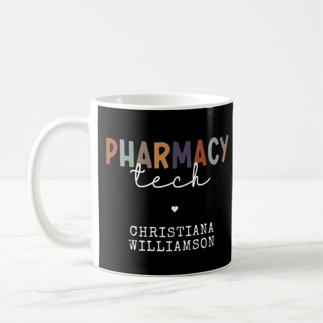 Custom Pharmacy Tech Retro Pharmacy Technician Coffee Mug (Left)