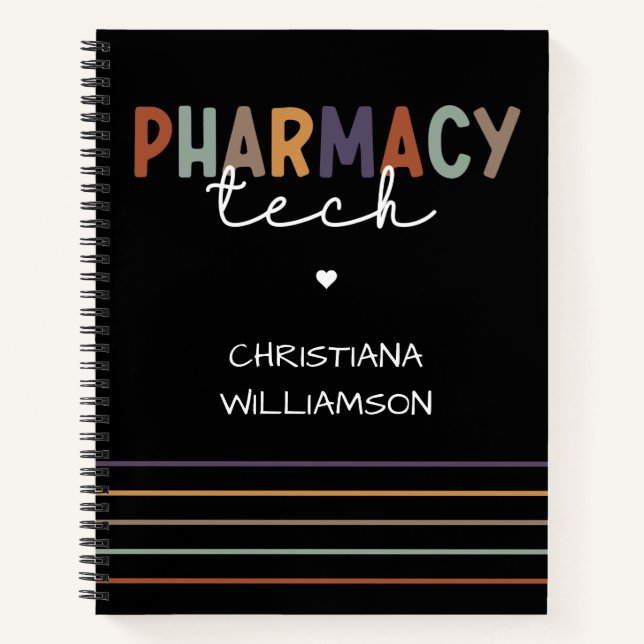Custom Pharmacy Tech Retro Pharmacy Technician Notebook (Front)