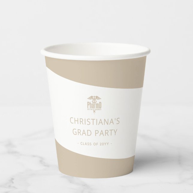 Custom PharmD Doctor of Pharmacy Graduation Party Paper Cups (Front)