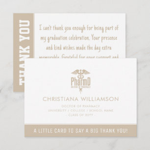 Custom PharmD Doctor of Pharmacy Graduation Party Thank You Card