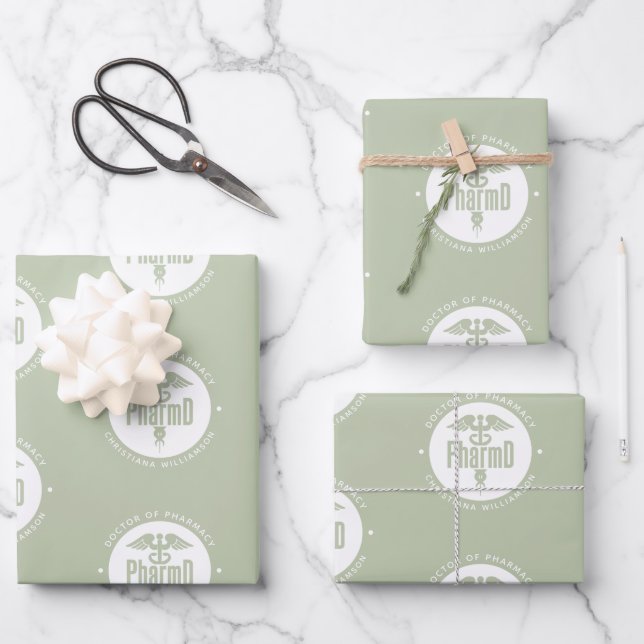 Custom PharmD Doctor of Pharmacy Graduation Wrapping Paper Sheet (Front)