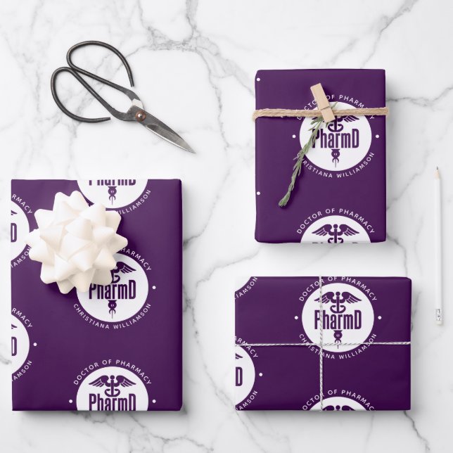 Custom PharmD Doctor of Pharmacy Graduation Wrapping Paper Sheet (Front)