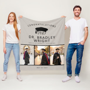 Custom PhD Doctoral Grad Hat Doctoral Graduation Fleece Blanket