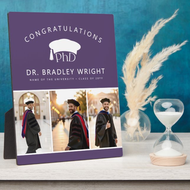 Custom PhD Doctoral Grad Hat Doctoral Graduation Plaque (Side)
