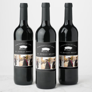 Custom PhD Doctoral Grad Hat Doctoral Graduation Wine Label