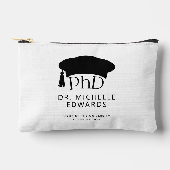 Custom PhD Doctoral Hat Doctoral Degree Graduation Accessory Pouch (Front)