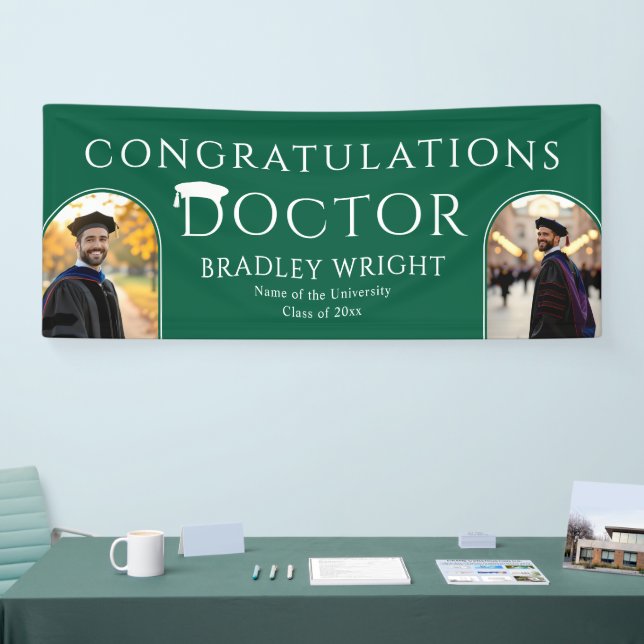 Custom PhD Doctoral Hat Doctoral Degree Graduation Banner (Tradeshow)