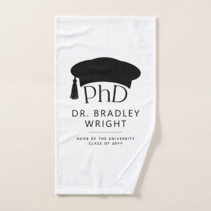 Custom PhD Doctoral Hat Doctoral Degree Graduation Hand Towel
