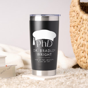 Custom PhD Doctoral Hat Doctoral Degree Graduation Insulated Tumbler