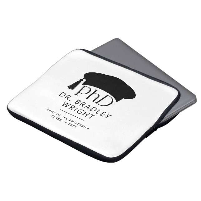 Custom PhD Doctoral Hat Doctoral Degree Graduation Laptop Sleeve (Front Top)