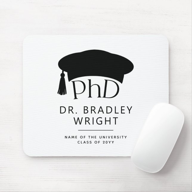 Custom PhD Doctoral Hat Doctoral Degree Graduation Mouse Mat (With Mouse)