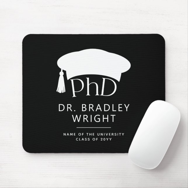 Custom PhD Doctoral Hat Doctoral Degree Graduation Mouse Mat (With Mouse)