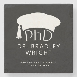 Custom PhD Doctoral Hat Doctoral Degree Graduation Stone Coaster