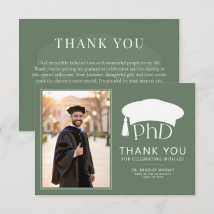 Custom PhD Doctoral Hat Doctoral Degree Graduation Thank You Card