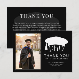 Custom PhD Doctoral Hat Doctoral Degree Graduation Thank You Card