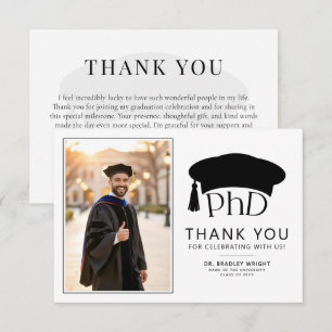 Custom PhD Doctoral Hat Doctoral Degree Graduation Thank You Card