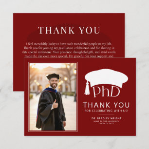 Custom PhD Doctoral Hat Doctoral Degree Graduation Thank You Card