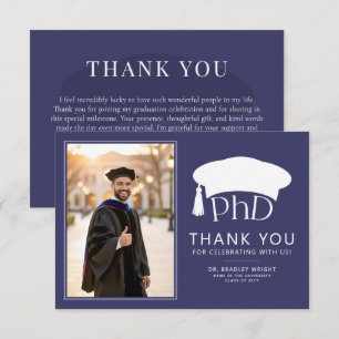 Custom PhD Doctoral Hat Doctoral Degree Graduation Thank You Card