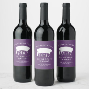 Custom PhD Doctoral Hat Doctoral Degree Graduation Wine Label