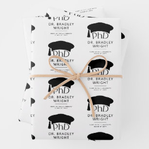 Custom PhD Doctoral Hat Doctoral Degree Graduation Wrapping Paper Sheet