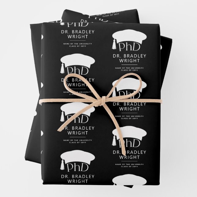Custom PhD Doctoral Hat Doctoral Degree Graduation Wrapping Paper Sheet (In situ)