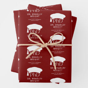 Custom PhD Doctoral Hat Doctoral Degree Graduation Wrapping Paper Sheet