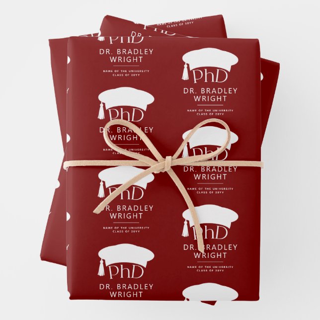 Custom PhD Doctoral Hat Doctoral Degree Graduation Wrapping Paper Sheet (In situ)