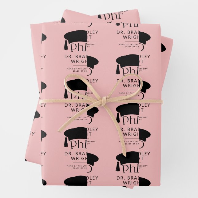 Custom PhD Doctoral Hat Doctoral Degree Graduation Wrapping Paper Sheet (In situ)