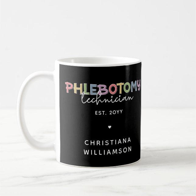 Custom Phlebotomy Technician PBT Phlebotomy Tech Coffee Mug (Left)