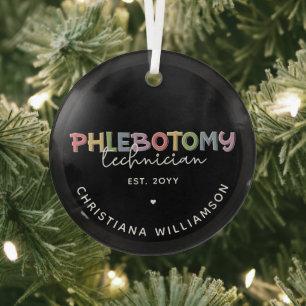 Custom Phlebotomy Technician PBT Phlebotomy Tech Glass Tree Decoration