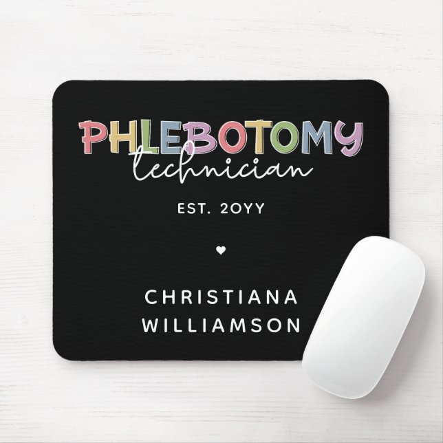 Custom Phlebotomy Technician PBT Phlebotomy Tech Mouse Mat (With Mouse)