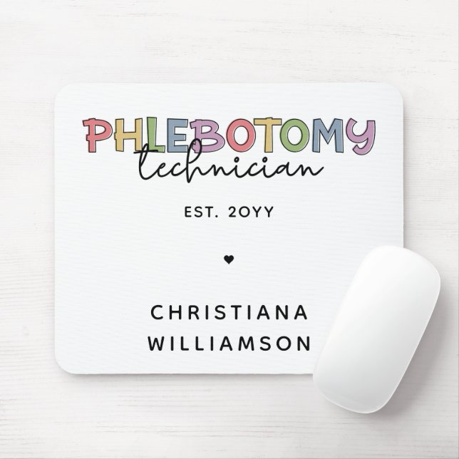 Custom Phlebotomy Technician PBT Phlebotomy Tech Mouse Mat (With Mouse)