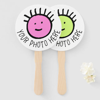 Custom Photo 10 x ROUND HAND FANS, FAVORS Template Hand Fan