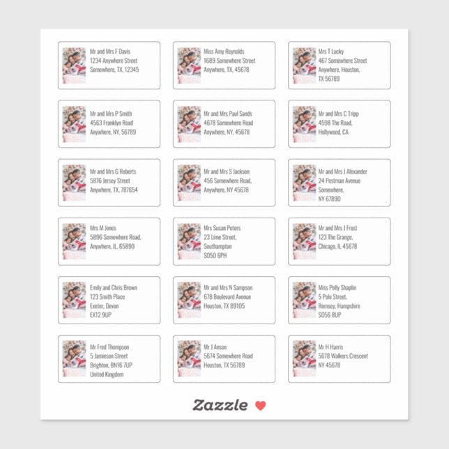 Custom Photo 18 Recipient Names Addresses (Sheet)