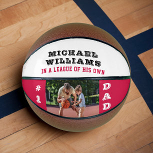 Custom Photo #1 Dad Quote Red Black White Basketball
