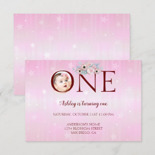 Custom Photo 1st Birthday Invitation