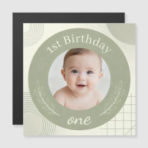 Custom Photo 1st Birthday - Personalised Magnetic  Invitation