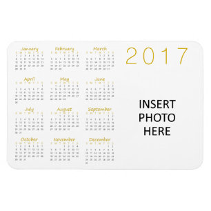 Custom Photo 2017 Calendar Magnet Gold & Dark Grey