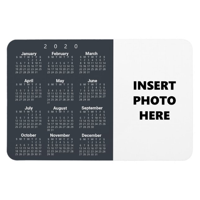 Custom Photo 2020 Calendar Magnet | Steel Grey (Horizontal)