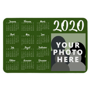 Custom Photo 2020 Calendar Magnet Template   Green