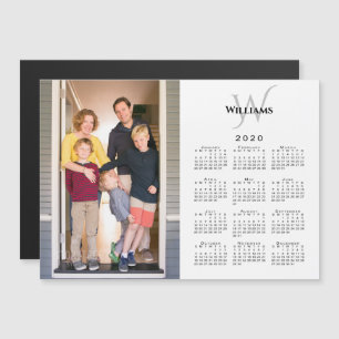 Custom Photo 2020 Calendar Monogram Name on White