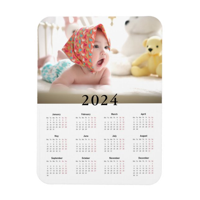 Custom Photo 2024 Calendar Magnet (Vertical)