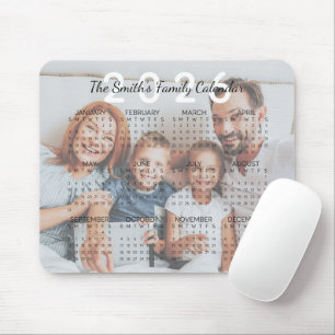 Custom Photo 2026 Family Calendar Mouse Mat